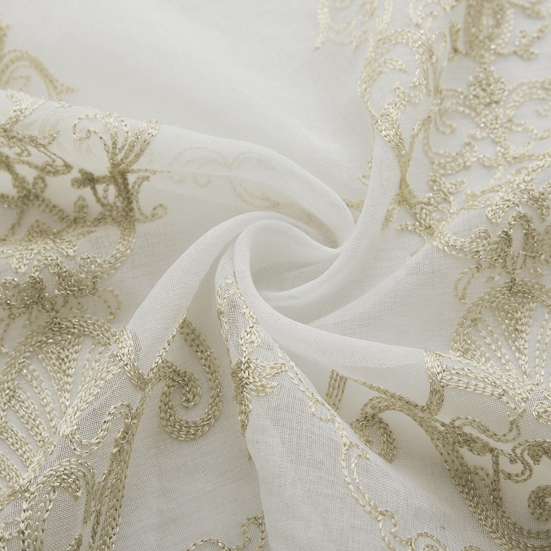 French Retro Heavy-duty Embroidered Gauze Curtain Fabrics factory