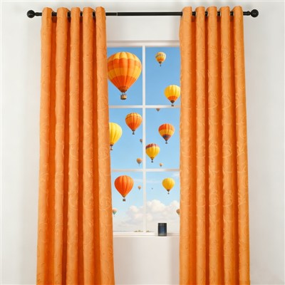Orange-buidhe Cationic Jacquard Curtain