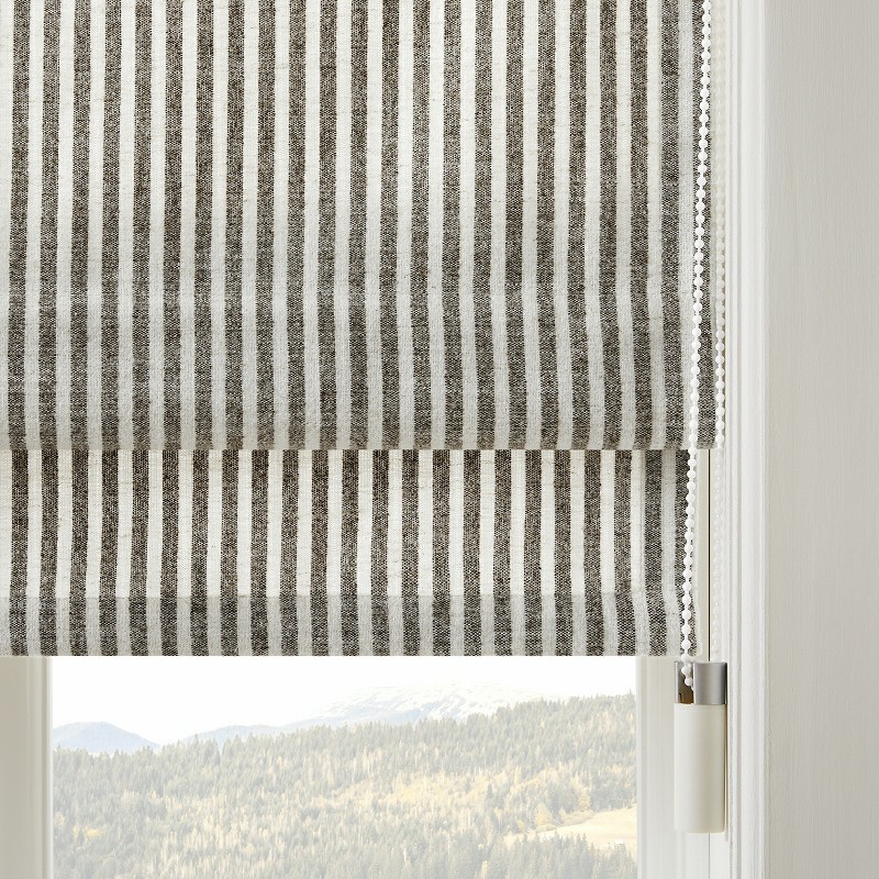 Vertical Striped Linen Roller Blinds Fabrics factory